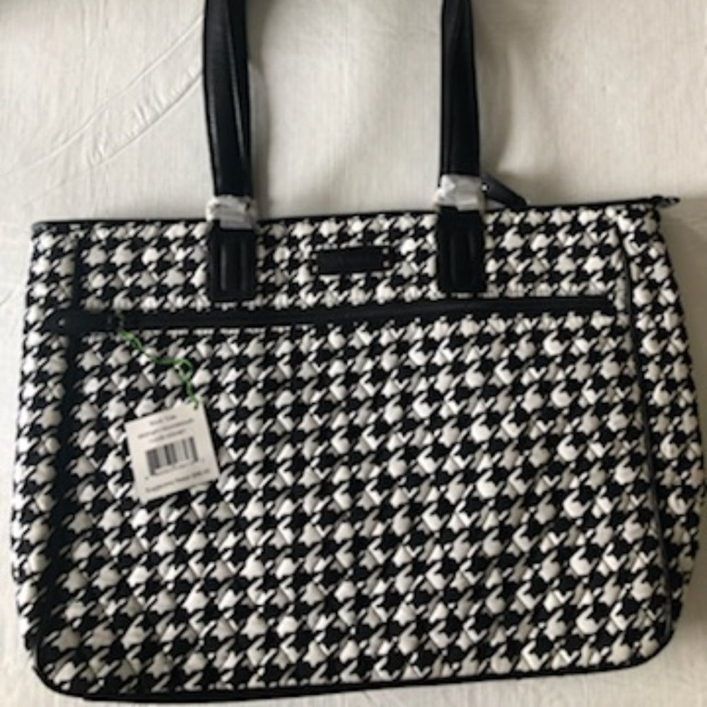 Vera Bradley Work Tote in Midnight Houndstooth (Black). New With Tags